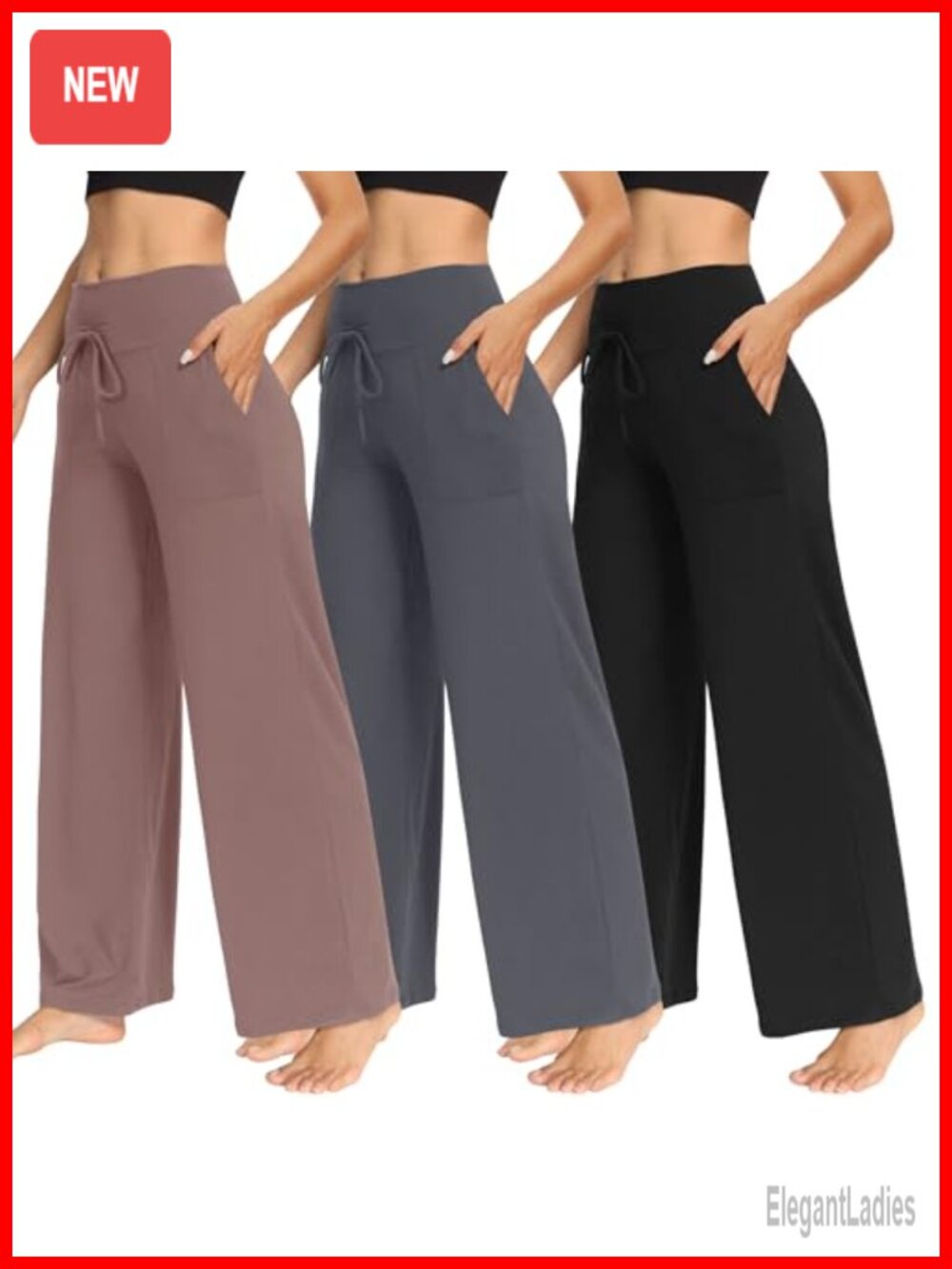 Wide Leg Yoga Pants with Pockets High Waist Palazzo Lounge Sweatpants